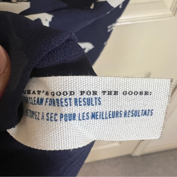 Anthropologie Leifsdottir Andalusian Horse Navy White Ruffle Silk Dress - Picture 8 of 8